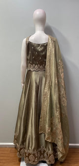 Antique Olive Gold Jewel Lehenga Set