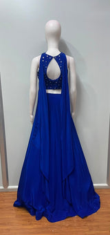 Royal Blue Silver Crystal Lehenga Set