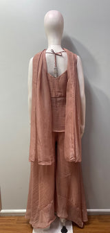 Dusty Rose Pearl Jewel Palazzo Set