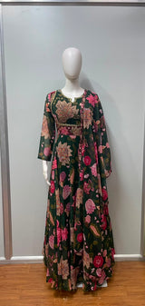 Emerald Floral Embroidered Jacket Palazzo Set