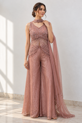Dusty Rose Pearl Jewel Palazzo Set