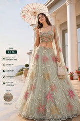Sage Floral Net Lehenga Ensemble