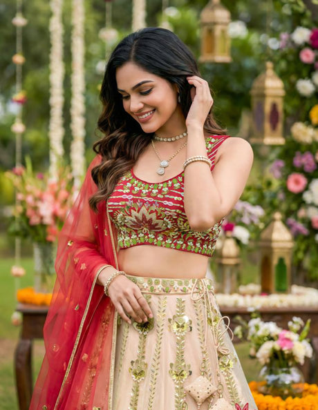 Blush Lotus Garden Lehenga Couture Ensemble