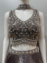 Smoky Taupe Silver Embellished Lehenga Ensemble