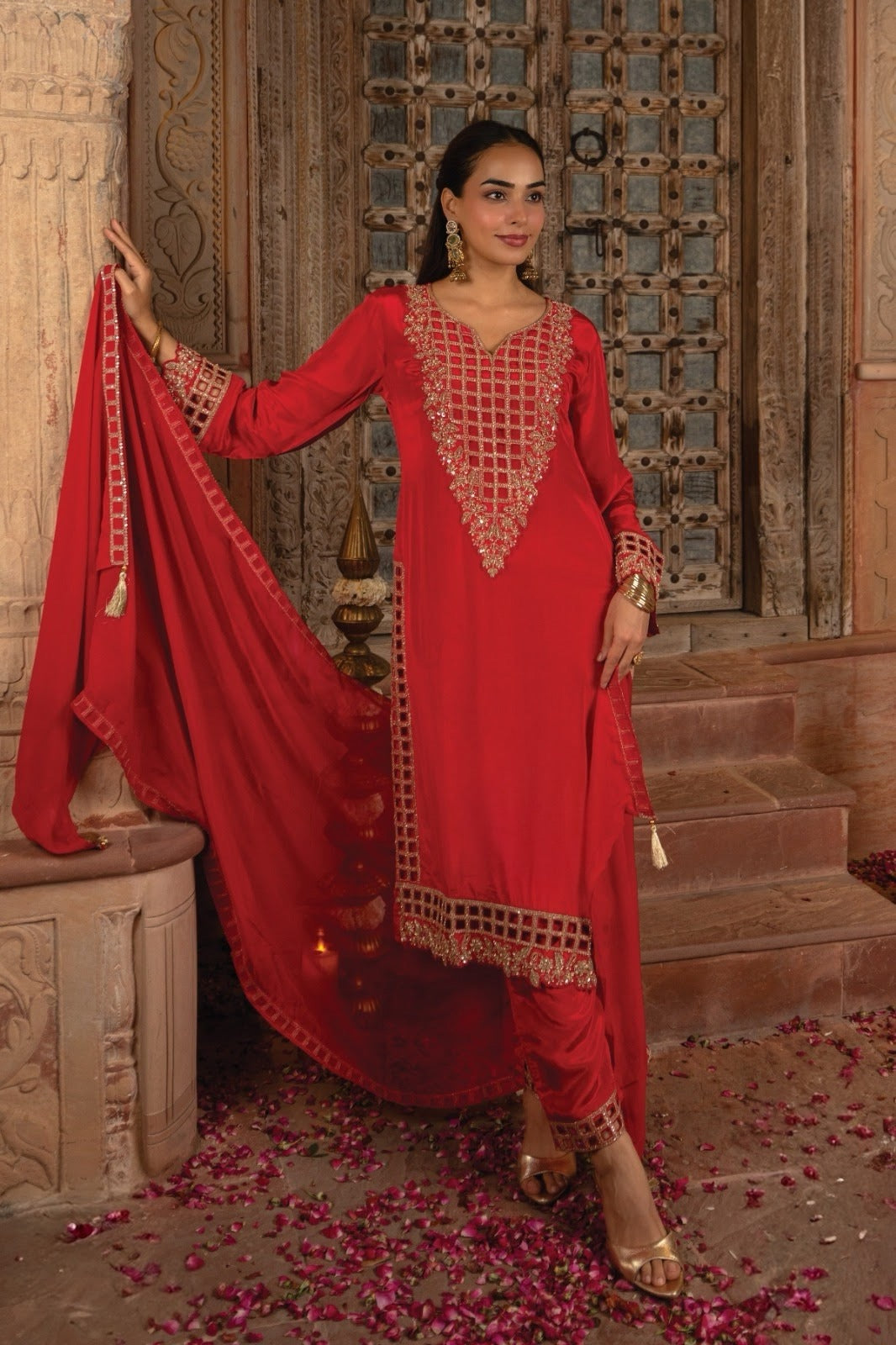 Midnight Black Antique Gold Heritage Palazzo Set
