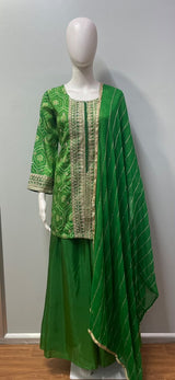 Jewel Green Gold Palazzo Set