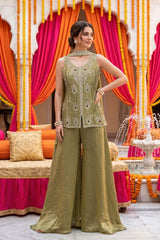 Moss Olive Multicolor Jewel Palazzo Set