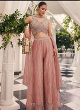 Dusty Rose Silver Jewel Palazzo Set