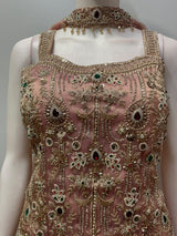Dusty Rose Multicolor Jewel Palazzo Set