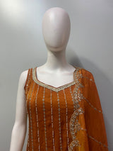 Burnt Orange Gold Jewel Palazzo Set