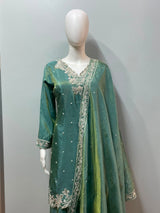 Sea Green Embroidered Sharara Set