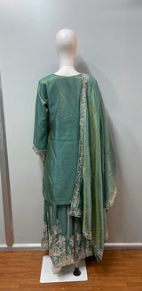 Sea Green Embroidered Sharara Set