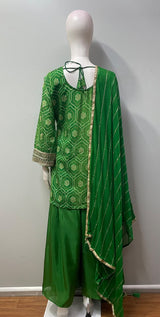 Jewel Green Gold Palazzo Set