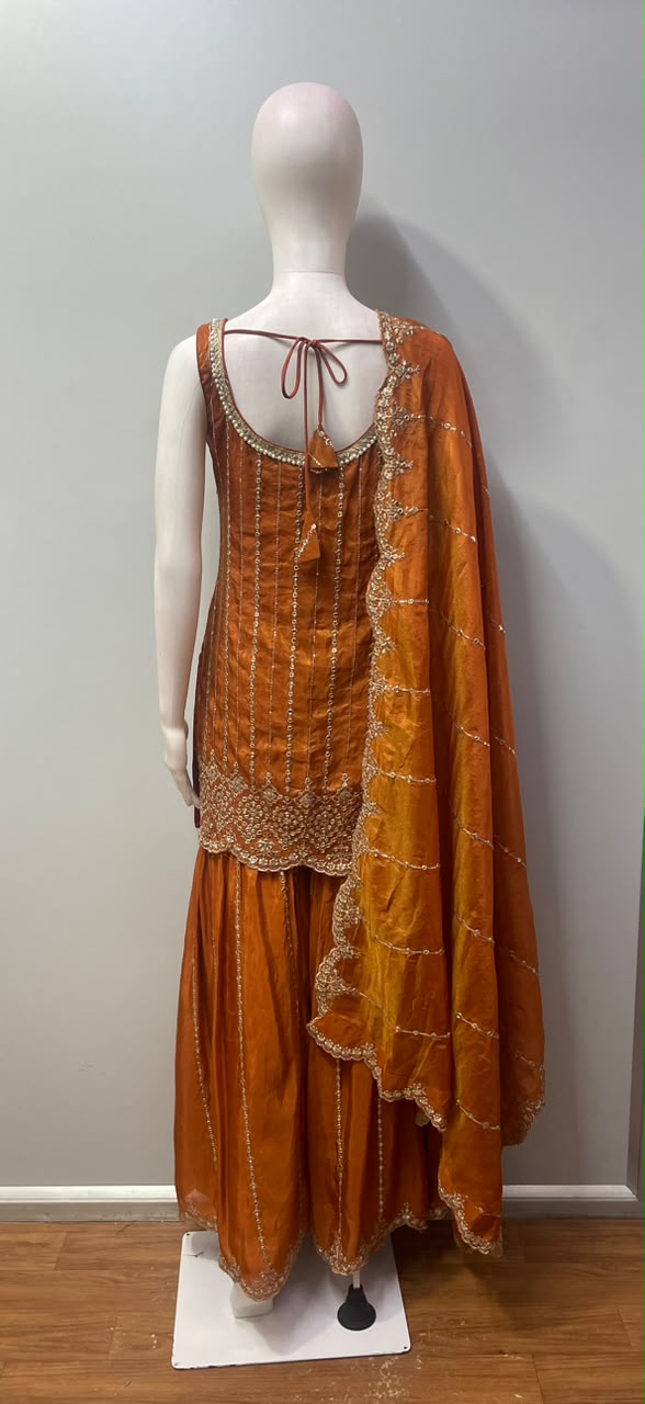 Burnt Orange Gold Jewel Palazzo Set