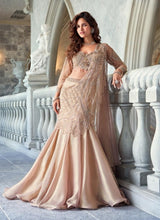 Champagne Gold Embroidered Draped Lehenga Set