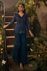 Midnight Bloom Embroidered Peplum Set - MishUUU