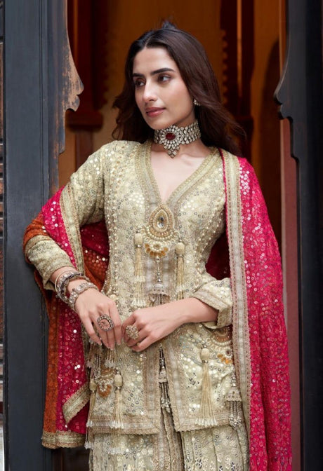 Champagne Gold Kurta Lehenga Set