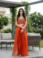 Orange Embellished Cape Saree Set - MishUUU