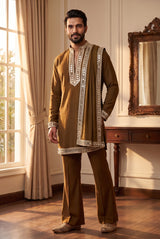 Antique Mustard Silver Men's Kurta Set