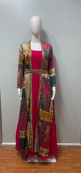 Rani Pink Mosaic Embroidered Jacket Couture Ensemble