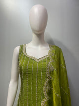 Olive Green Silver Jewel Palazzo Set