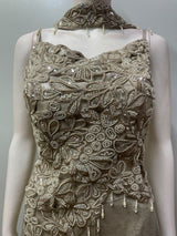 Champagne Taupe Silver Floral Palazzo Set