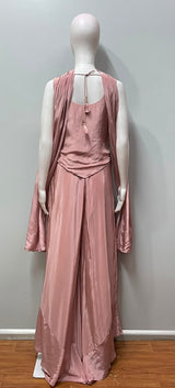 Dusty Rose Embroidered Palazzo Drape Ensemble