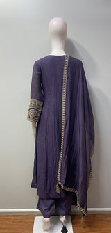 Smoky Purple Antique Gold Anarkali Set