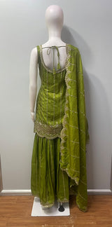 Olive Green Silver Jewel Palazzo Set
