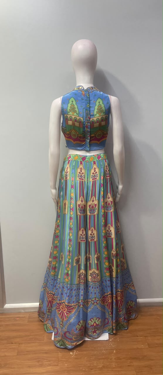 Azure Multicolor Tassel Printed Palazzo Ensemble