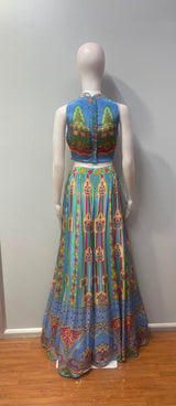 Azure Multicolor Tassel Printed Palazzo Ensemble