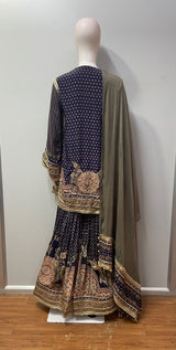 Navy Blue Antique Gold Paisley Palazzo Set