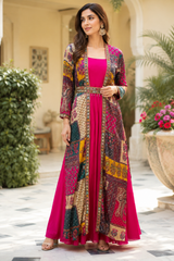 Rani Pink Mosaic Embroidered Jacket Couture Ensemble