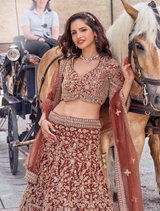 Imperial Rust Gold Bridal Lehenga