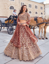 Imperial Rust Gold Bridal Lehenga