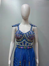 Royal Blue Embellished Jumpsuit Gown - view 11