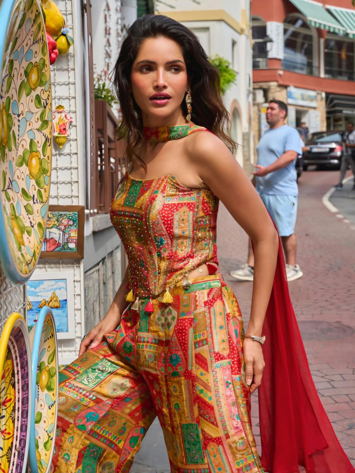 Coral Mosaic Printed Palazzo Set