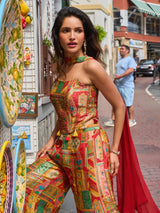 Coral Mosaic Printed Palazzo Set