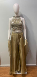 Antique Olive Multicolor Jewel Palazzo Set