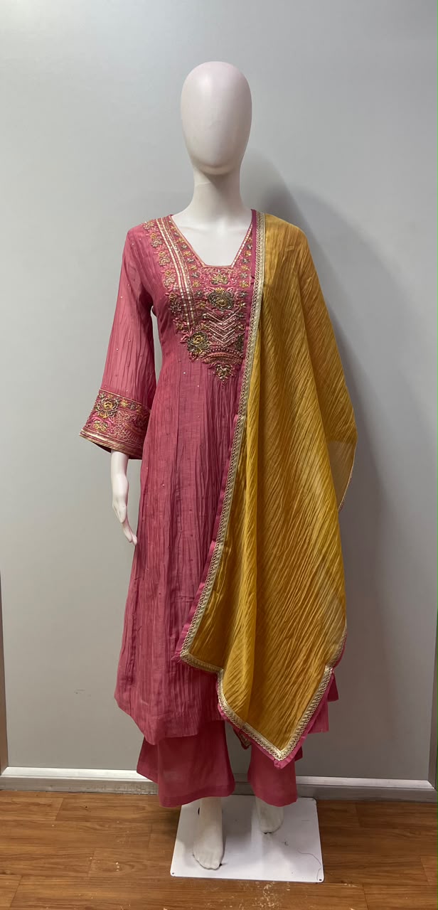 Dusty Rose Mustard Gold Kurta Set
