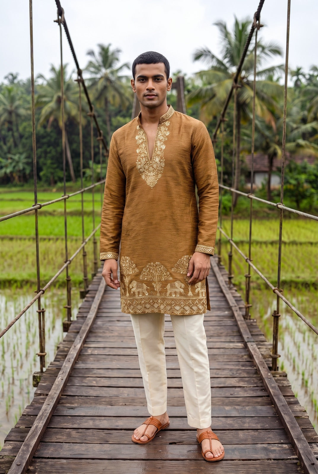 Antique Ochre Gold Heritage Men's Kurta Set