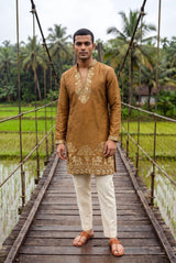 Antique Ochre Gold Heritage Men's Kurta Set