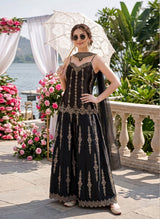 Black Antique Gold Jewel Palazzo Set