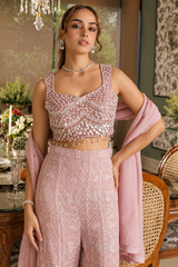 Dusty Blush Silver Jewel Palazzo Set