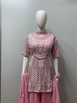 Blush Pink Embroidered Palazzo Set