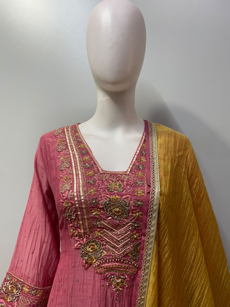 Dusty Rose Mustard Gold Kurta Set