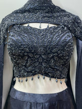 Black Crystal Cape Skirt Set