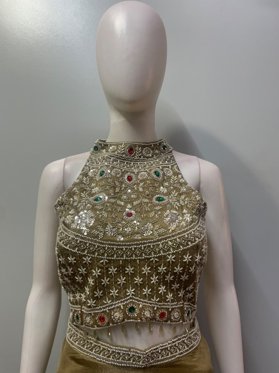 Antique Olive Multicolor Jewel Palazzo Set