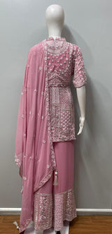 Blush Pink Embroidered Palazzo Set