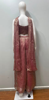 Rose Gold Embroidered Corset Palazzo Set